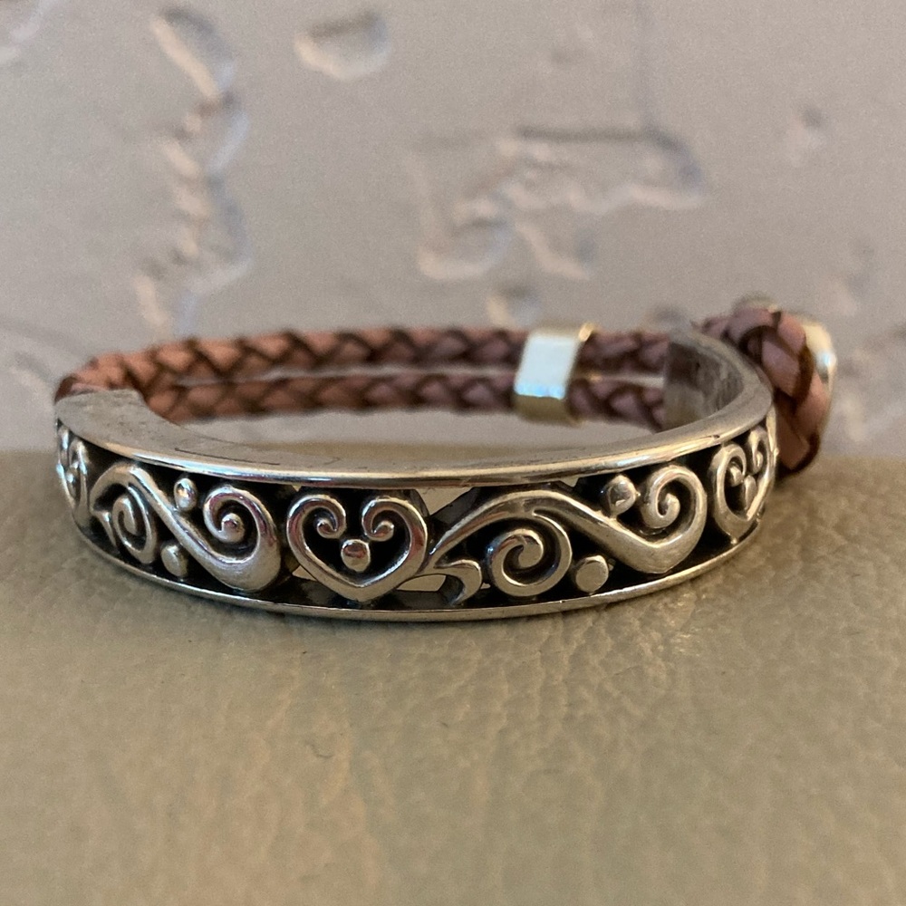 Brighton Used Madrid Heart Bracelet with Pink Leather Strap